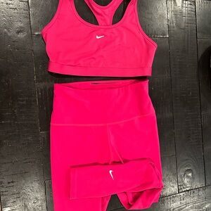 Hot Pink Nike Sports Bra and Yoga Pants Set Leggings and Matching Bra Set